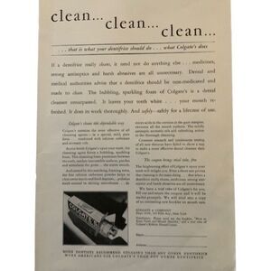Vintage 1928 Colgate Clean Clean Clean Ad Advertisement